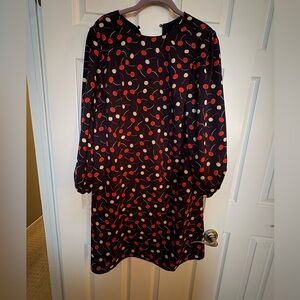 NWT Ann Taylor Navy Shift Dress with Red and Cream Cherry Print